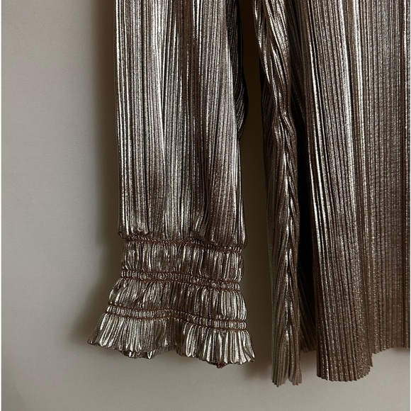 Ava & Viv Champagne Pink Long Sleeve Plisse Pleated Blouse & Ruffle Cuff… - Picture 6 of 10